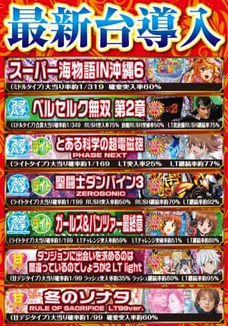パチンコ最新機種導入(予定)