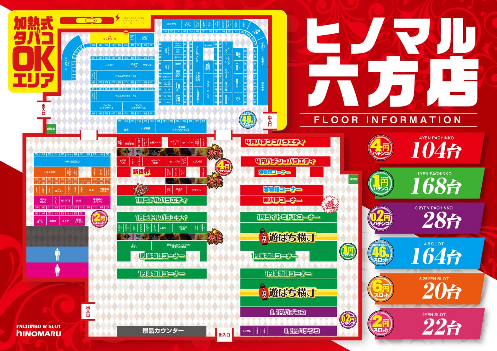 千葉県　日の丸パチンコ六方店　千葉市稲毛区 フロアマップ1