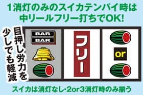 バーサスの1消灯のみのスイカテンパイ時の中リールの紹介
